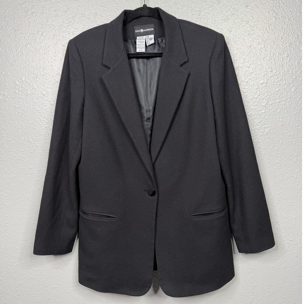 Sag Harbor Women’s Vintage Classic Black Blazer 100% Wool / Size-12T